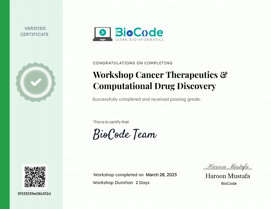 BioCode Certificate